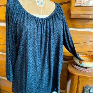 Eddie Bauer blouse Women's XL blue long sleeve boho peasant blouse shirt top EUC